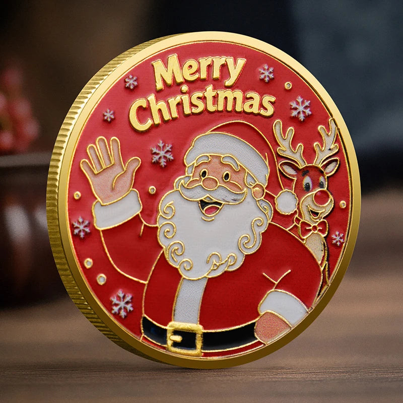 Christmas Santa Claus Collection Commemorative Medal Souvenir Coin Home Decoration Gift Oasis Select