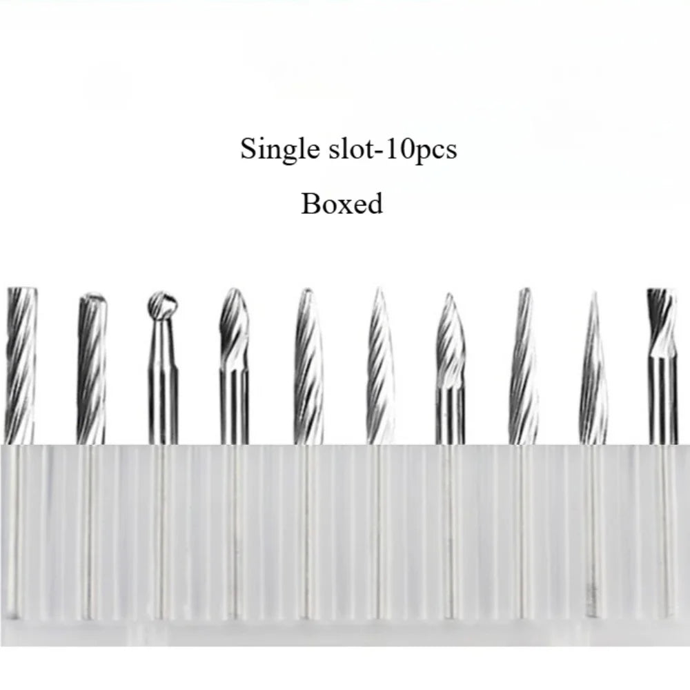 10/1pcs Tungsten Carbide Rotary File hard alloy rotary bur Drill Bit engraving cutter 3mm shank Grinding Head Oasis Select Single slot-10pcs Other
