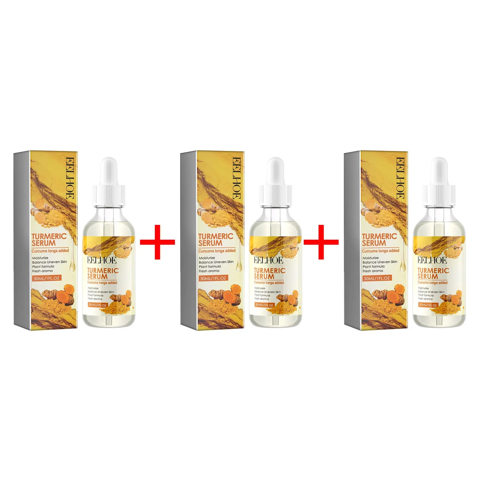 EELHOE Turmeric Serum – Dark Spot, Anti-Wrinkle & Brightening Face Brightening Serum Oasis Select 3 X 30ml boxed
