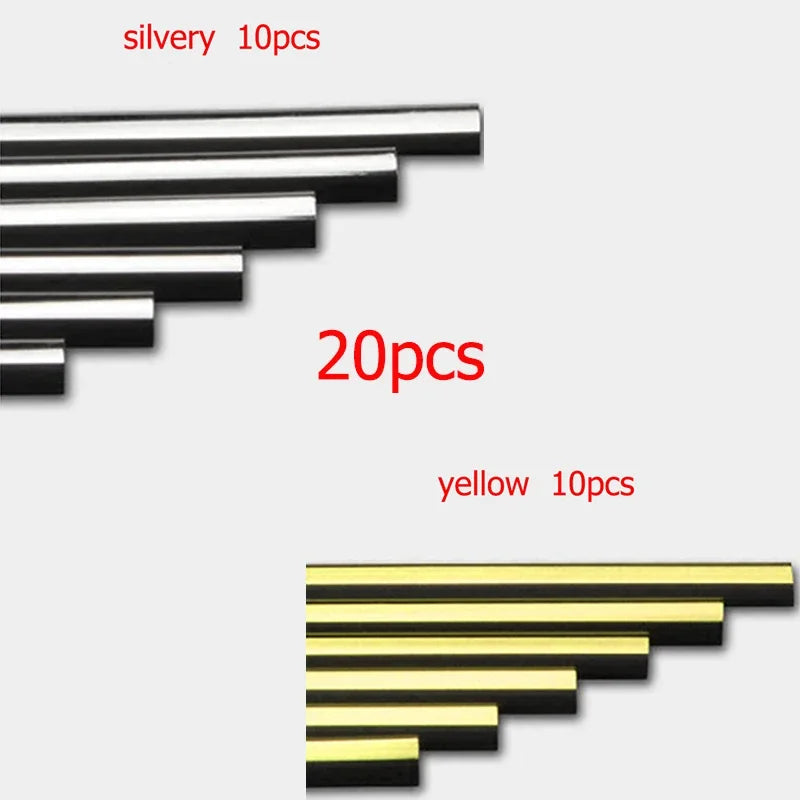 10/20PCS 20cm Car Air Conditioner Outlet Decorative U Shape Moulding Trim Decor Strips Car Door Edge Corner Protector Oasis Select 10Silver-10Gold