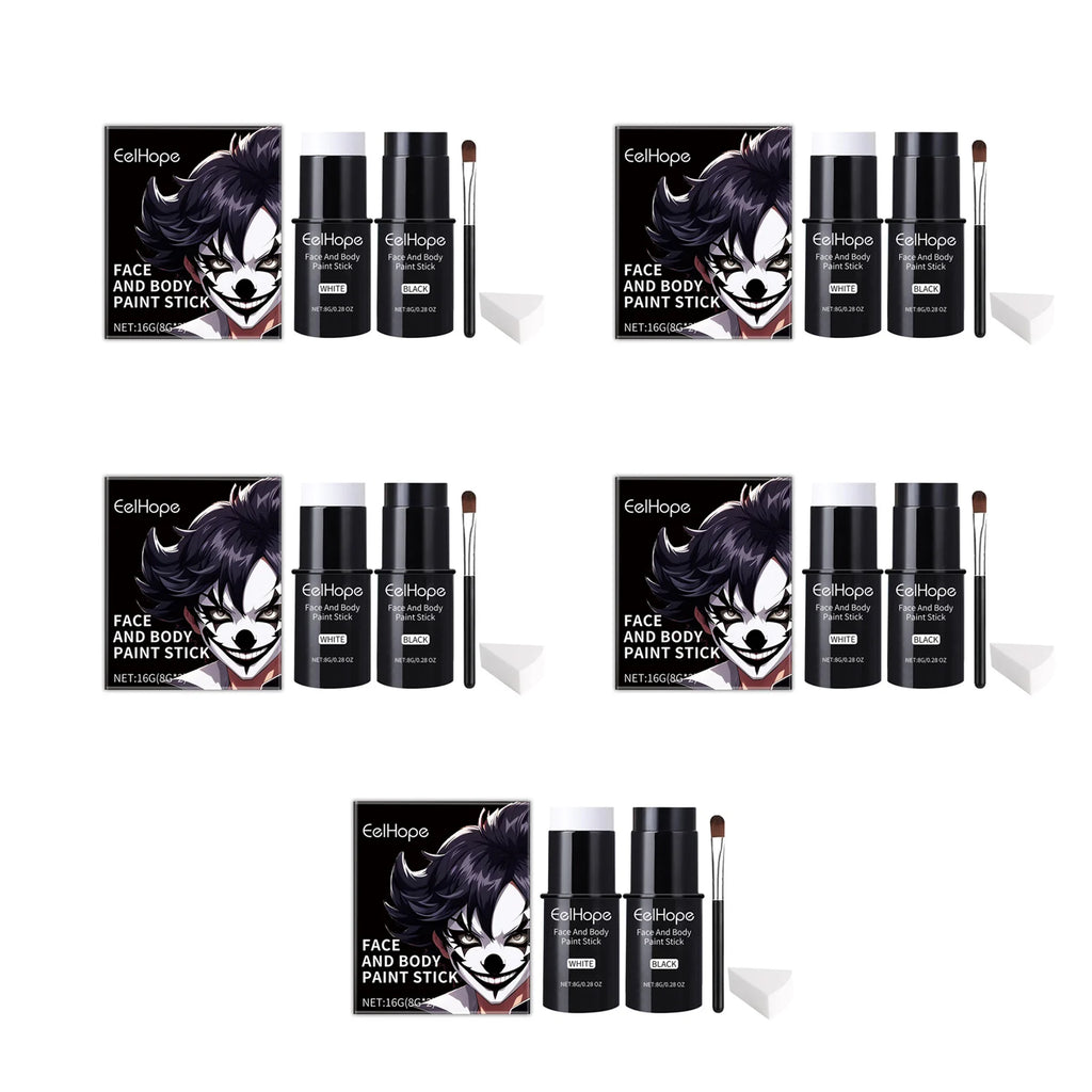 Black & White Face Body Paint Kit – Halloween & Cosplay Set Face & Body Paint Kit Oasis Select 5sets boxed