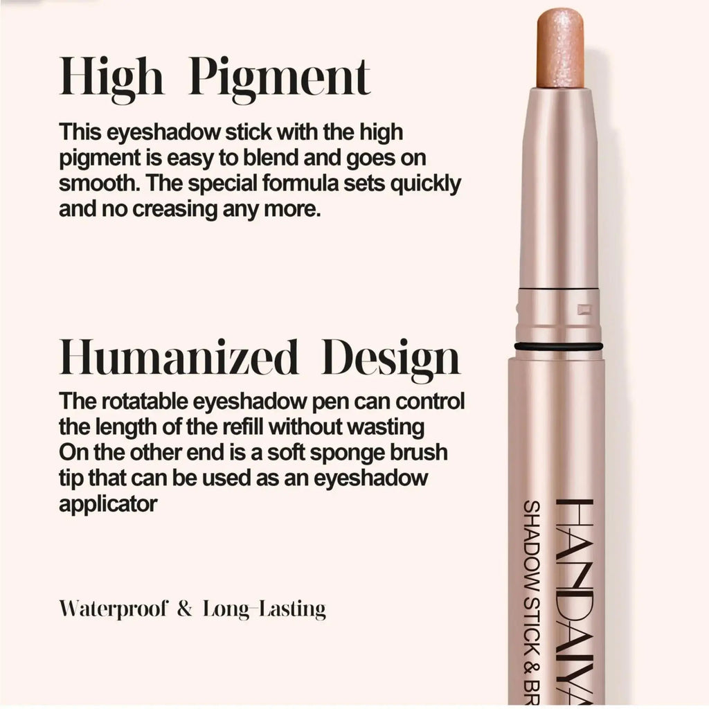HANDAIYAN 12-Color Waterproof Shimmer Eyeshadow Stick + Brush