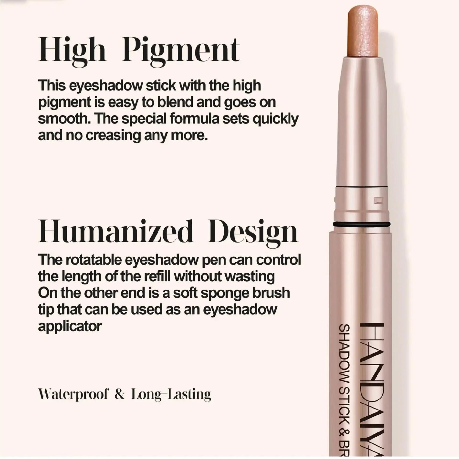 HANDAIYAN 12-Color Waterproof Shimmer Eyeshadow Stick + Brush