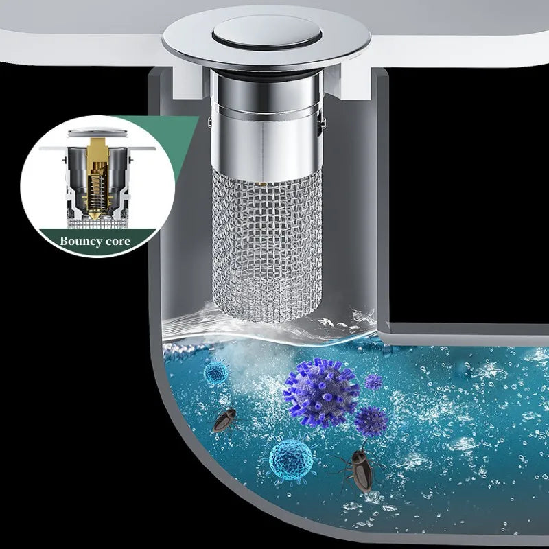 Stainless Steel Floor Drain Filter Washbasin Plug Anti Odor Pop-Up Bounce Core Basin Stopper Hair Catcher Shower Sink Strainer Oasis Select
