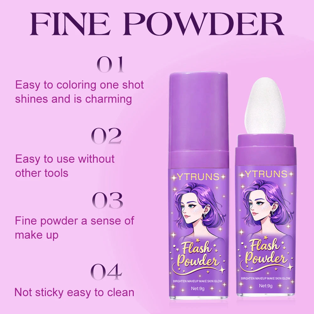 Shimmer Highlighter Loose Powder 9g with Puff Brush | Glow