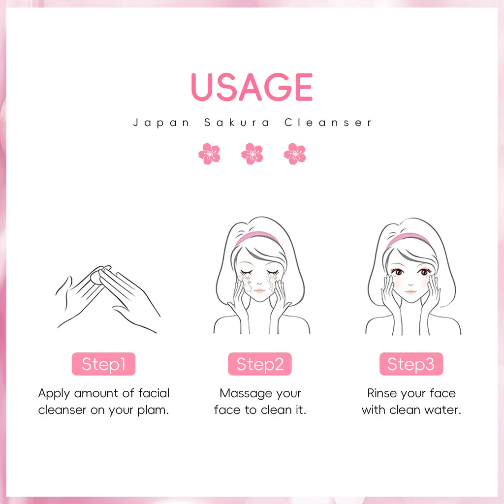 Cherry Blossom Face Wash Day Moisturizing Gentle Foaming Sakura Facial Cleanser Oil Control Pore Minimizing Brightening 50g Oasis Select