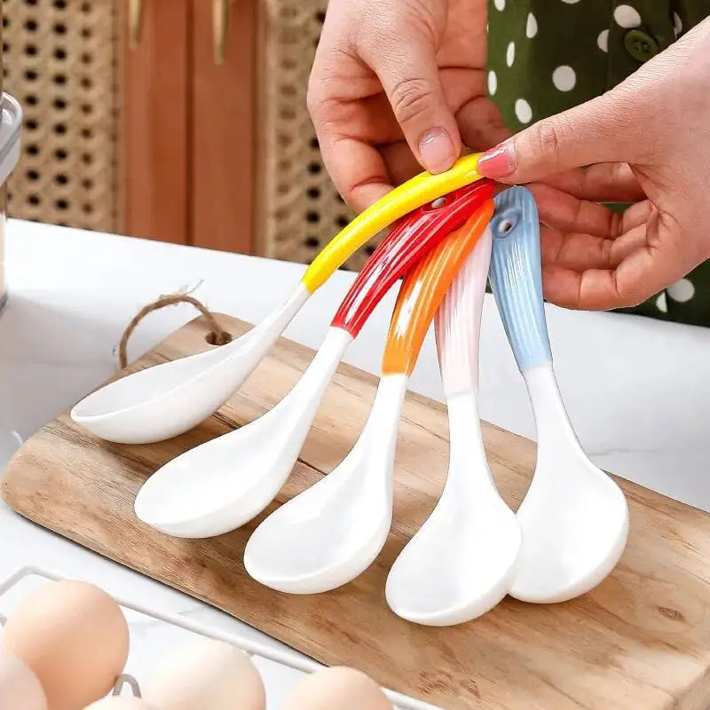 Heart Ceramic Spoon Thickened Handle Non-Scalding Large Soup Spoon Porridge Spoon Rice Spoon Tablespoon Kitchen Tablewear Oasis Select