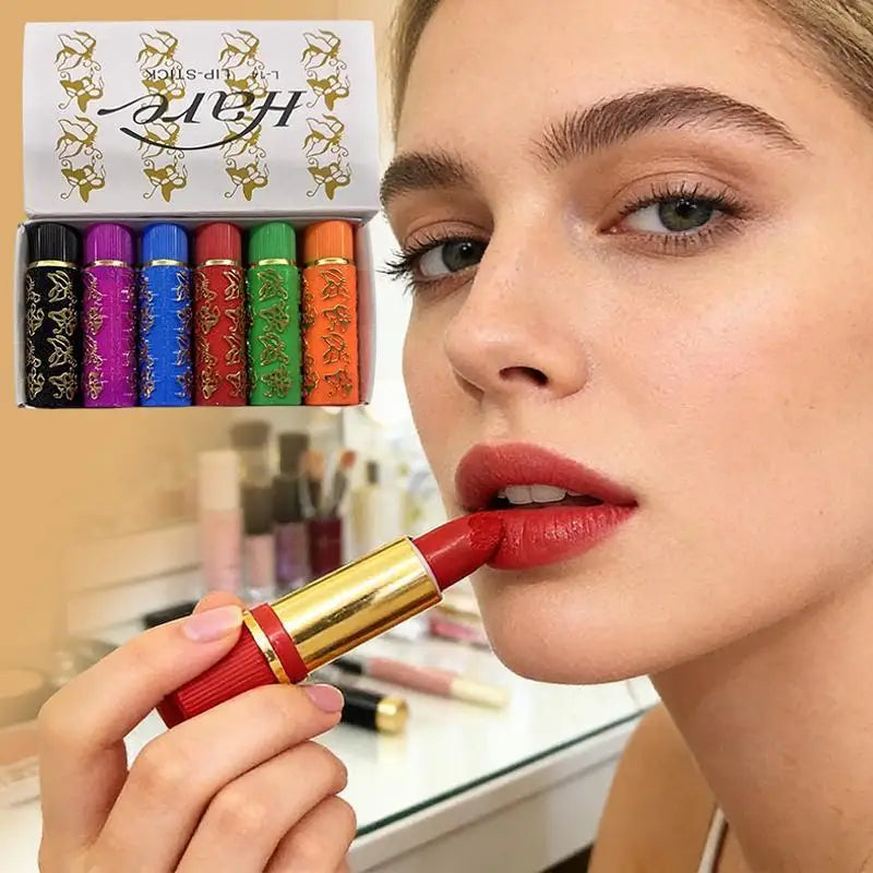 6-Color Mood-Changing Matte Lipstick Set – Velvet & Moisturizing Matte Lipstick Set Oasis Select