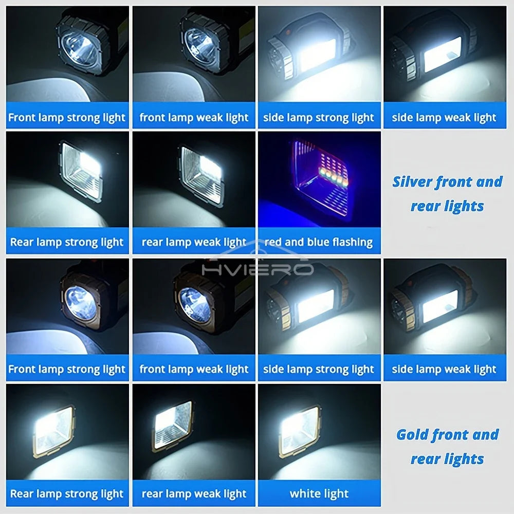 HVIERO COB LED Flashlight – Solar USB Rechargeable, Waterproof