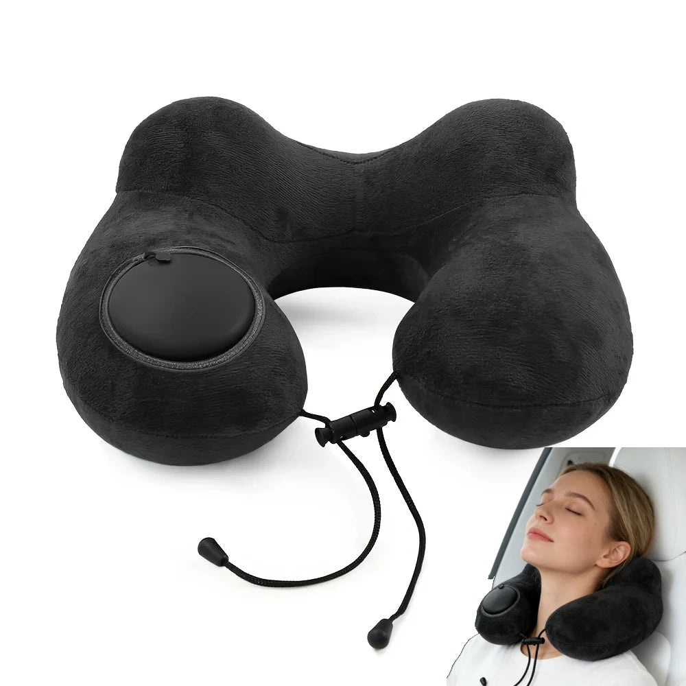 1pc Press And Inflate Portable Neck Pillow, Detachable For Cleaning, Suitable For Outdoor Travel, Business Travel, And Camping Oasis Select
