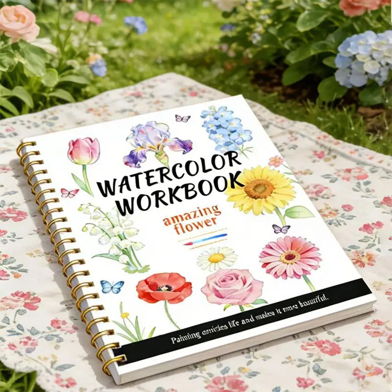 Spiral Bound Watercolor Flower Workbook Thick Paper Easy Guides For Beginners Daily Art Practice Oasis Select