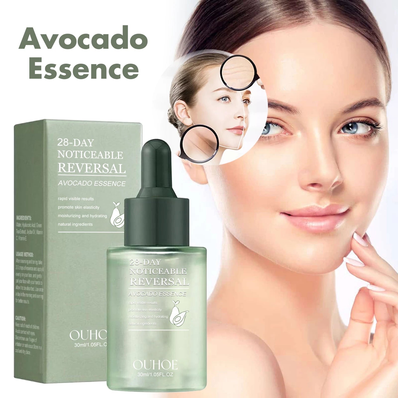 OUHEO Prime Avocado Anti-Aging Facial Care Set Moisturizing Anti-Wrinkle Moisturizing Serum Smoothing Brightening Eye Skin Serum Oasis Select