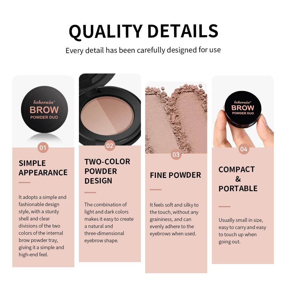 Brow Powder Duo Two-color Eyebrow Powder Design Long-Lasting Natural 3-Dimensional Eyebrow Shape Makeup Fine Powder Cosmetic Oasis Select