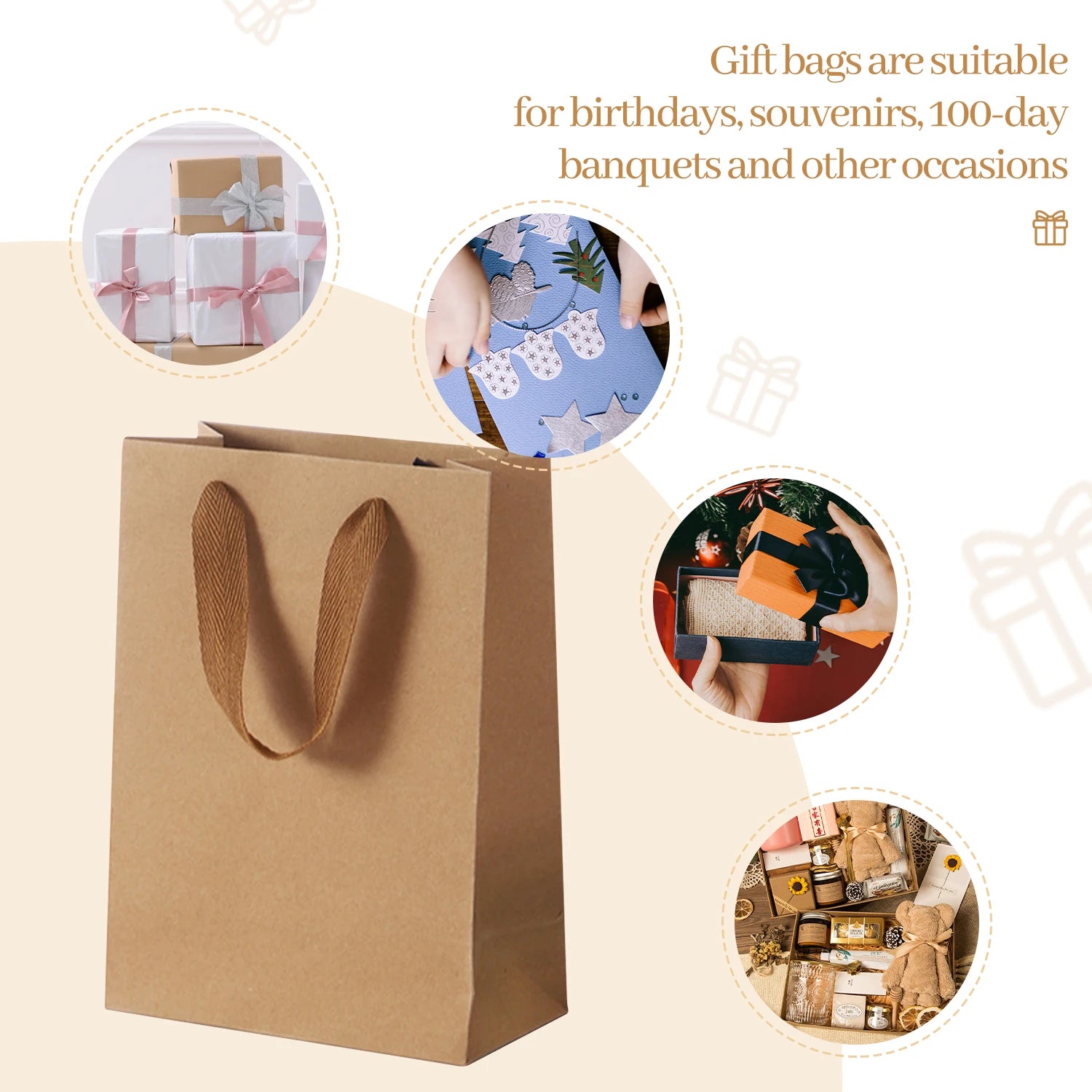 10/20pcs Kraft paper gift bags, Christmas, Halloween, back to school, parties, birthday gifts, anniversaries, weddings, lovers Oasis Select