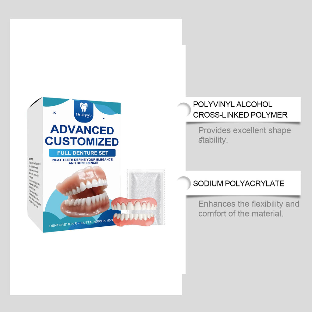 Oralhoe Dental Cosmetic Set: Natural Gap Correction, Smile Enhancement, Comfortable Material, Denture Care Kit Oasis Select