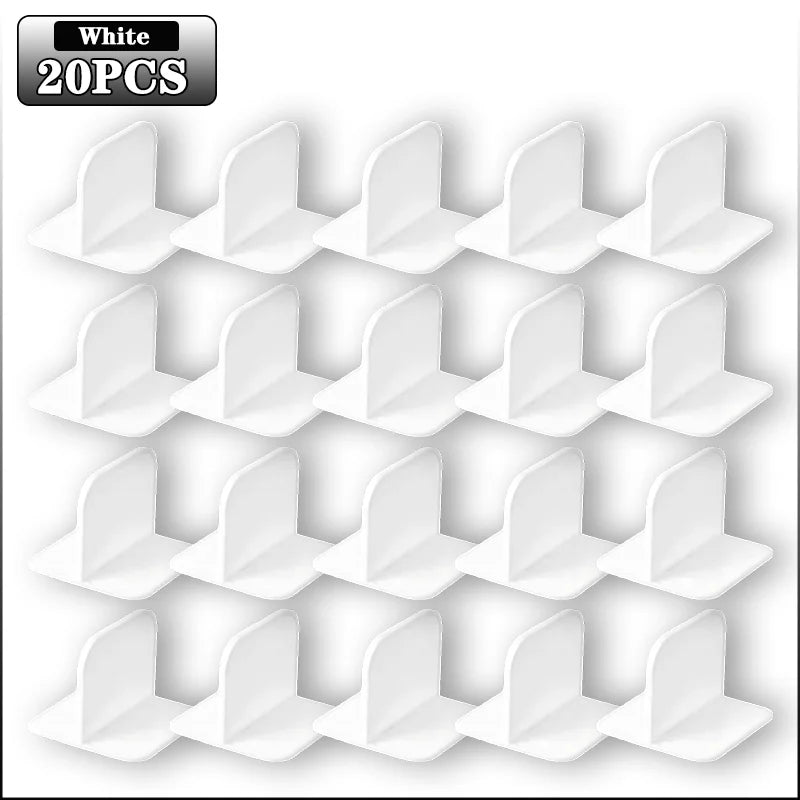 Multifunctional T Shape Bookshelf Fixing Bracket Anti Tip Furniture Fasteners for Shoe Rack and Bookcase No Drilling Required Oasis Select White-20PCS AS SHOWN