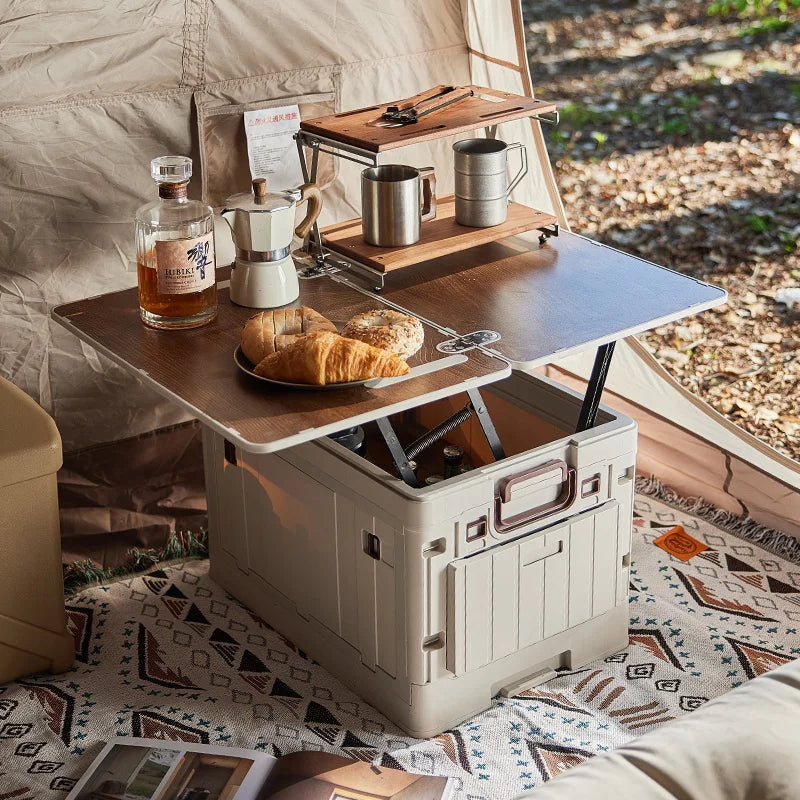 Folding box - Japanese style flat outdoor camping box - wooden lid folding storage box - trunk organizer box - gift storage box Oasis Select