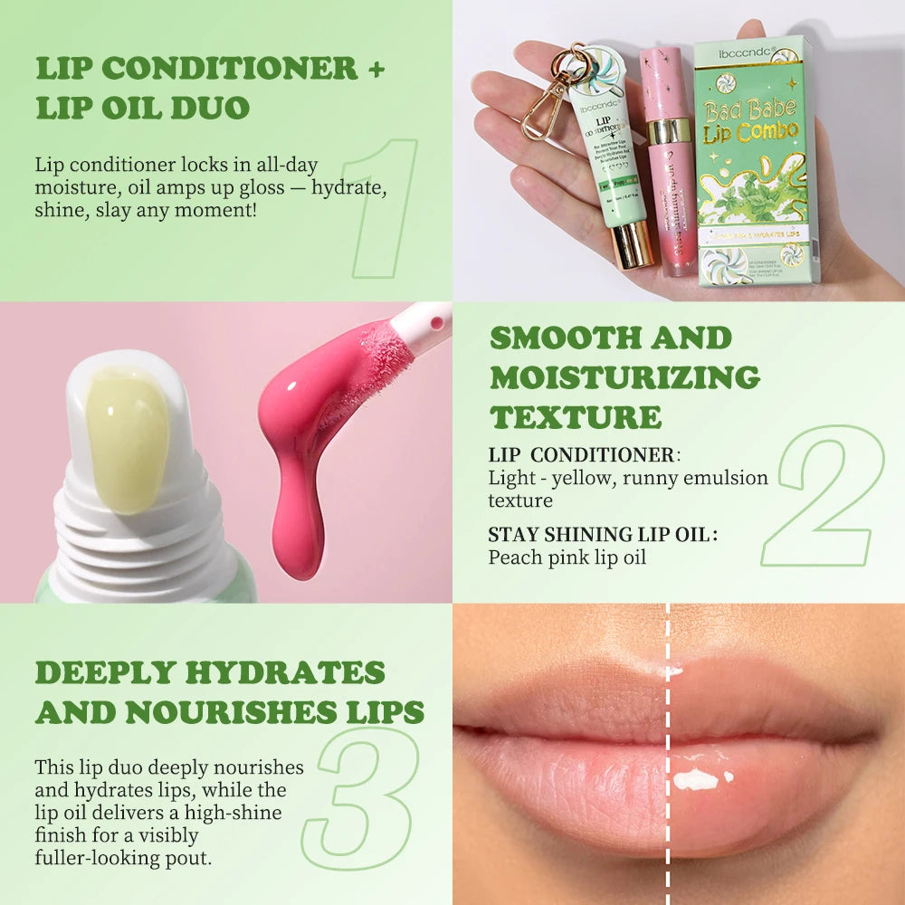 Lip Oil & Lipstick Combo Set – Hydrating Glossy Lip Duo Lip Oil Gloss Set Oasis Select