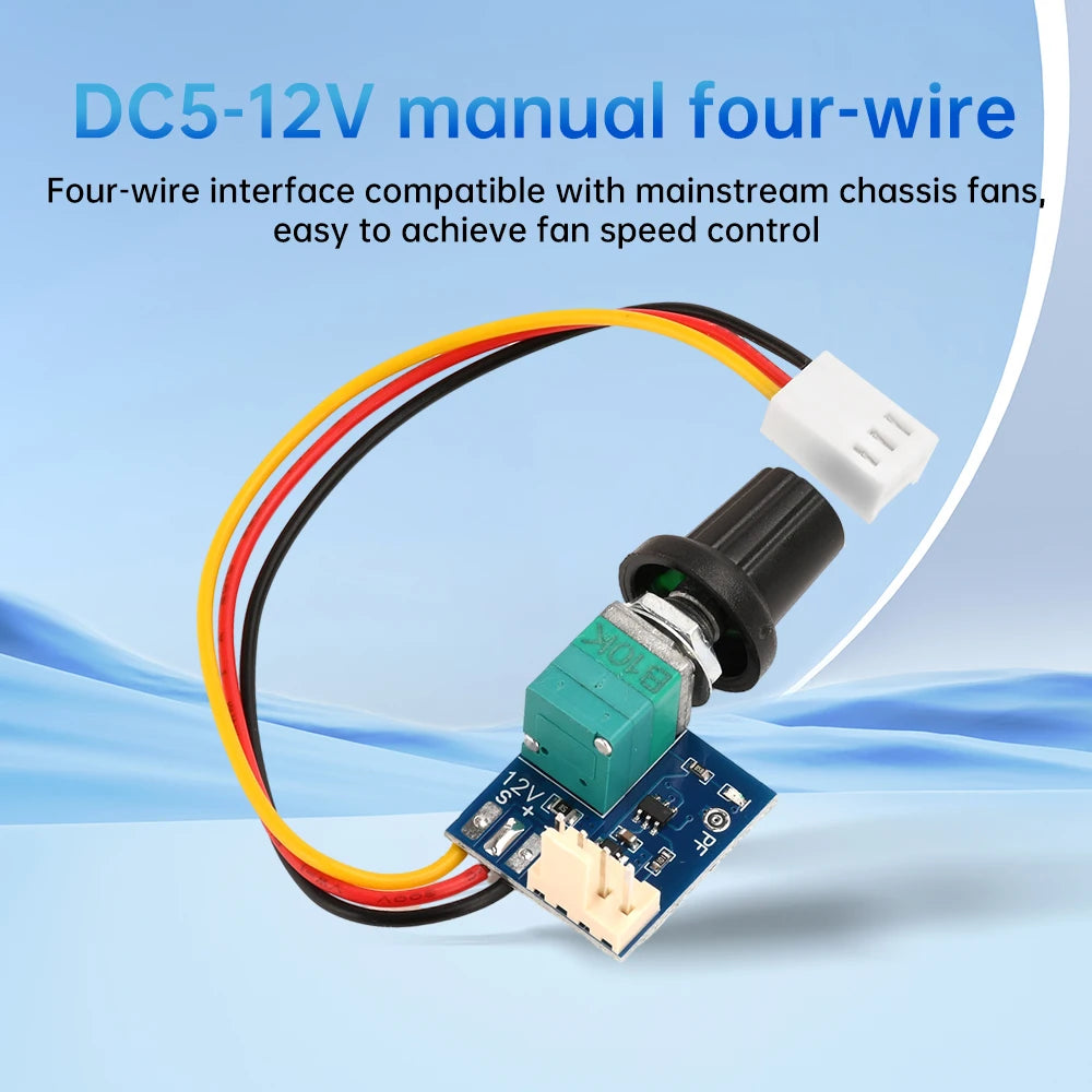 DC 5-12V Manual 4-Wire PWM Fan Governor Module Switch Chassis Speed-Control Motor Noise-Reduction Controller Board Power Supply Oasis Select