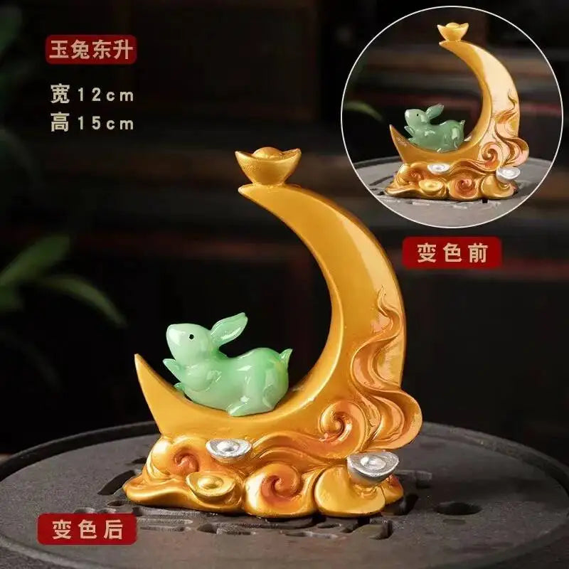 Color-changing Tea Pet Mini Rabbit Fortune Tea Table Tea Table Can Grow Resin Lovely Kungfu Tea pet Gift Oasis Select Color Change Tea Pet