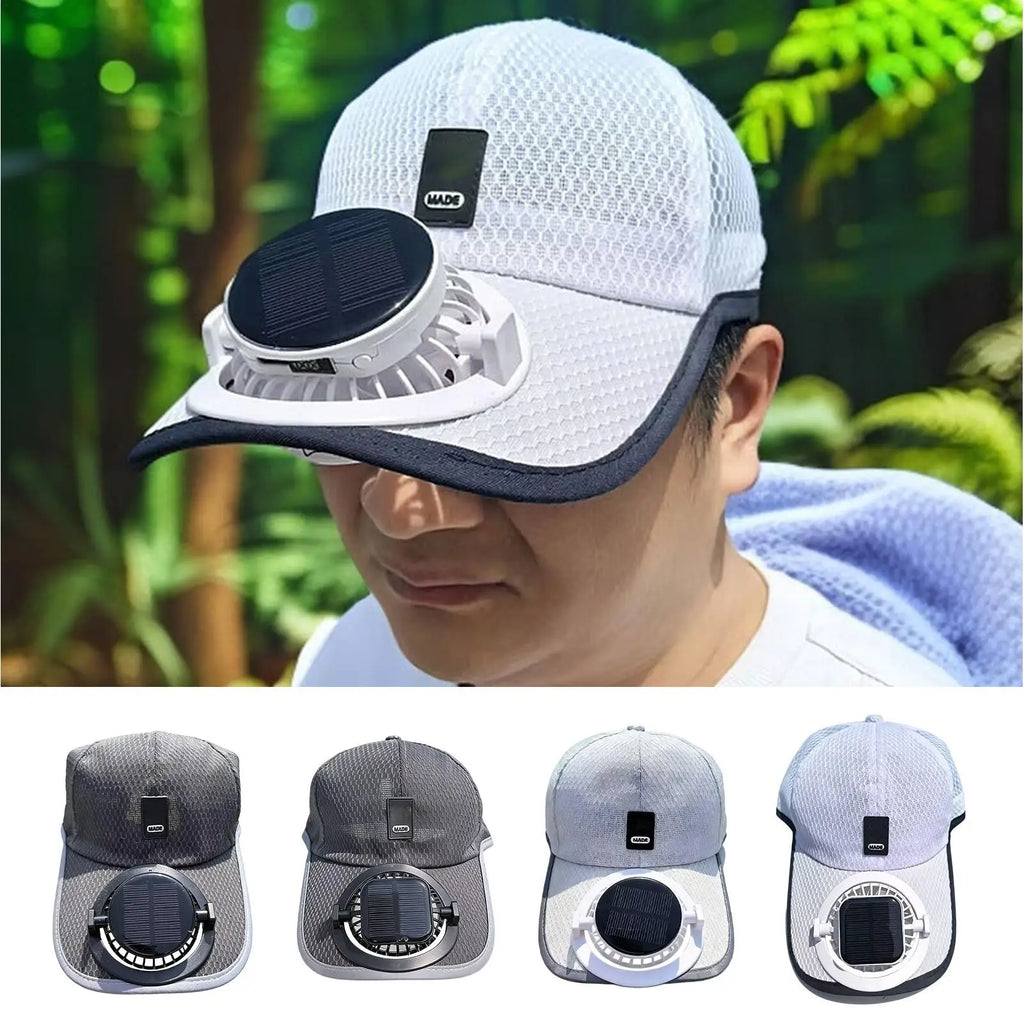 Summer Sunhat with Solar Fan Sun Block Baseball Hat with Solar Fan USB Charging Fan Outdoor Sunhats Sunscreen Sunshade Hats Oasis Select