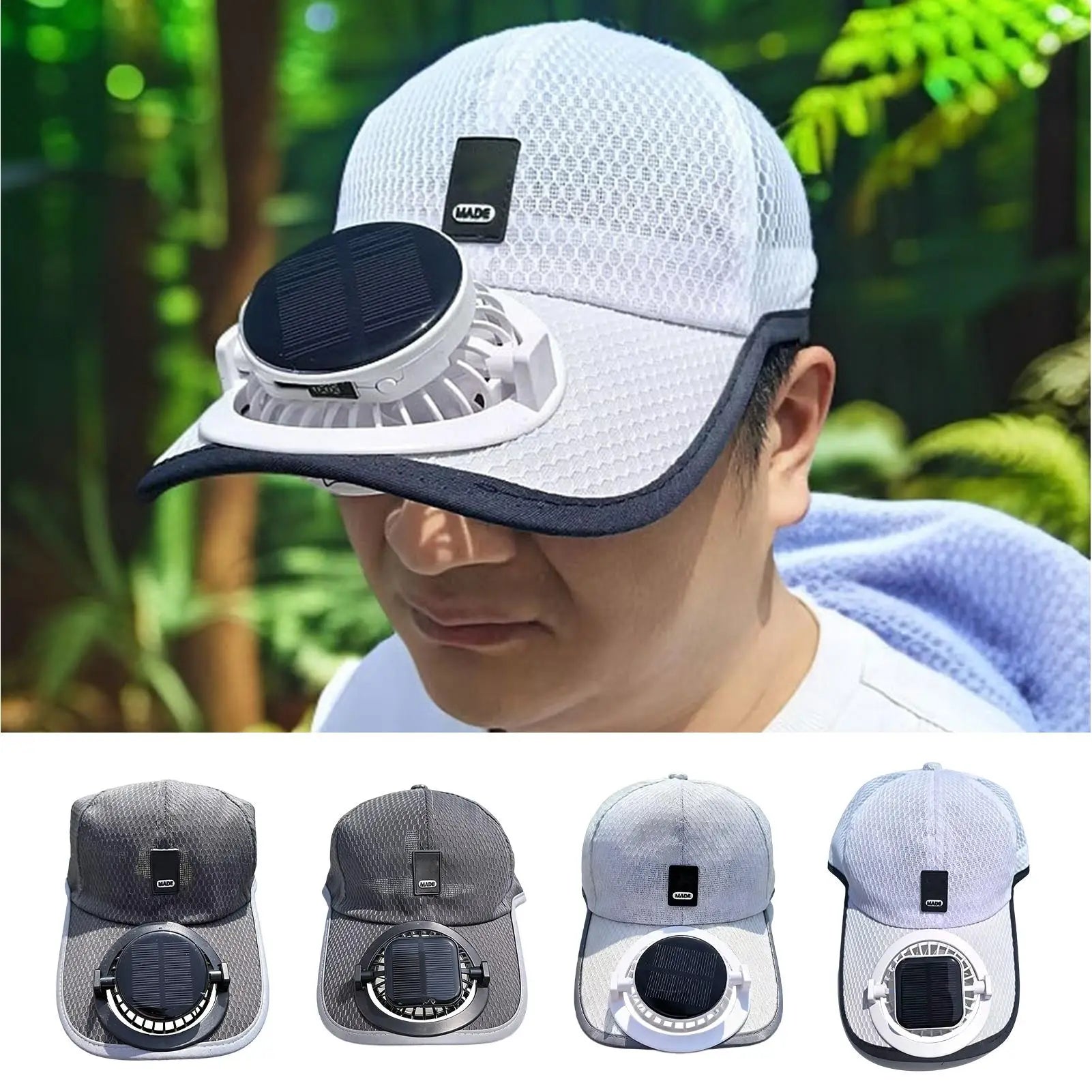 Summer Sunhat with Solar Fan Sun Block Baseball Hat with Solar Fan USB Charging Fan Outdoor Sunhats Sunscreen Sunshade Hats Oasis Select