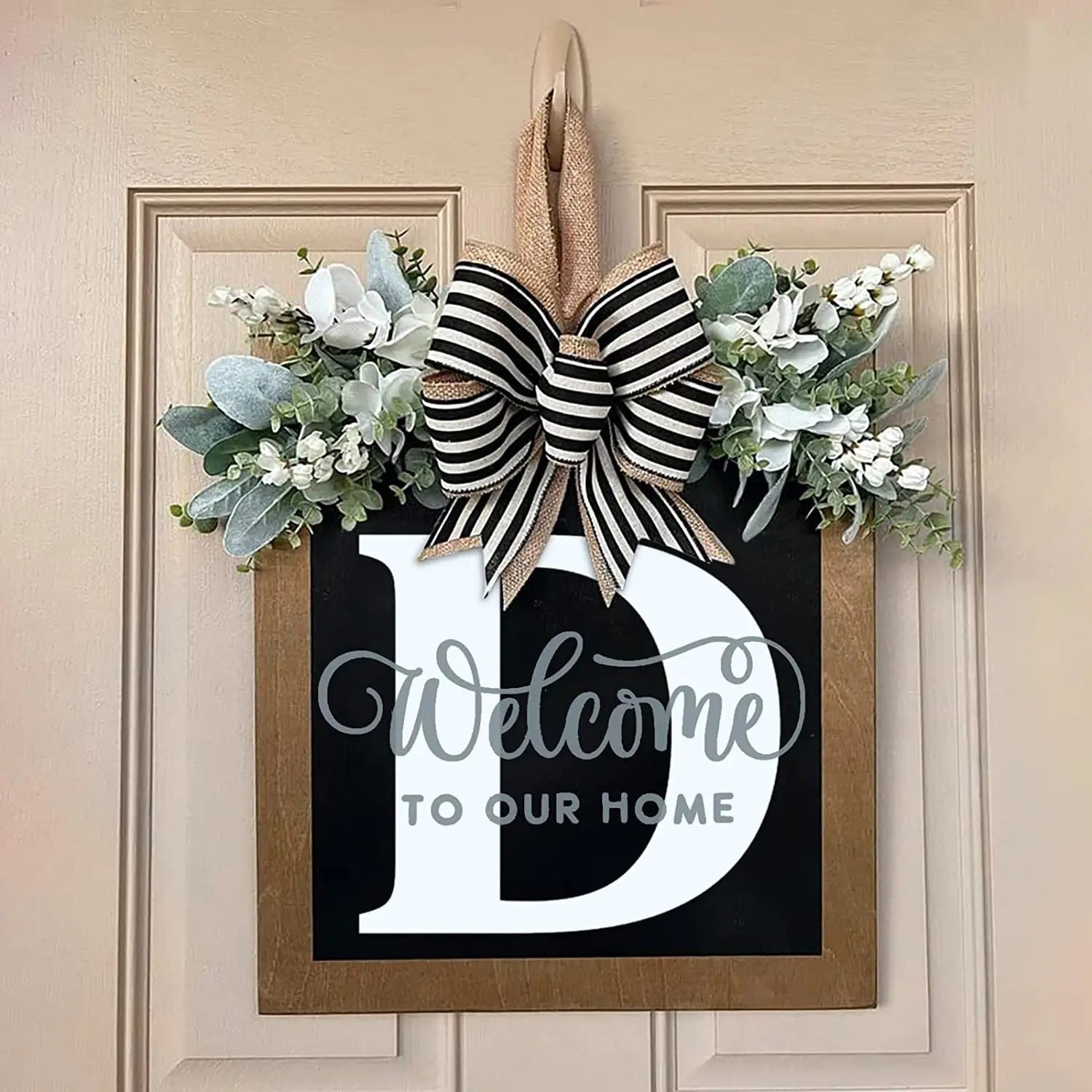 26-letter Personalized Front Door Decoration Door Hangings Layout Props Wooden Crafts Pendants Oasis Select D 40X40CM