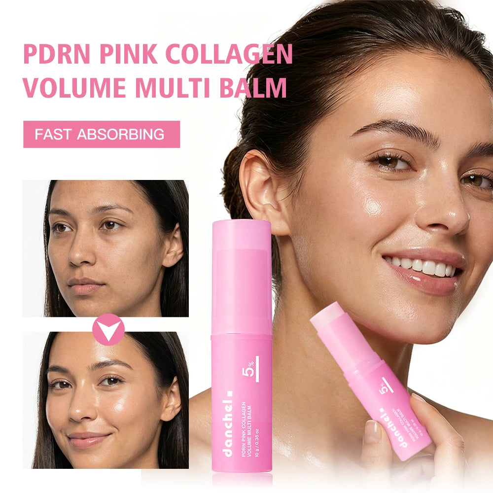 PDRN Pink Collagen Volumer Multi Balm Deep Hydration Plump Smooth Radiant Multi Collagen Stick for Cheeks Eyes Lips Neck Skincar Oasis Select