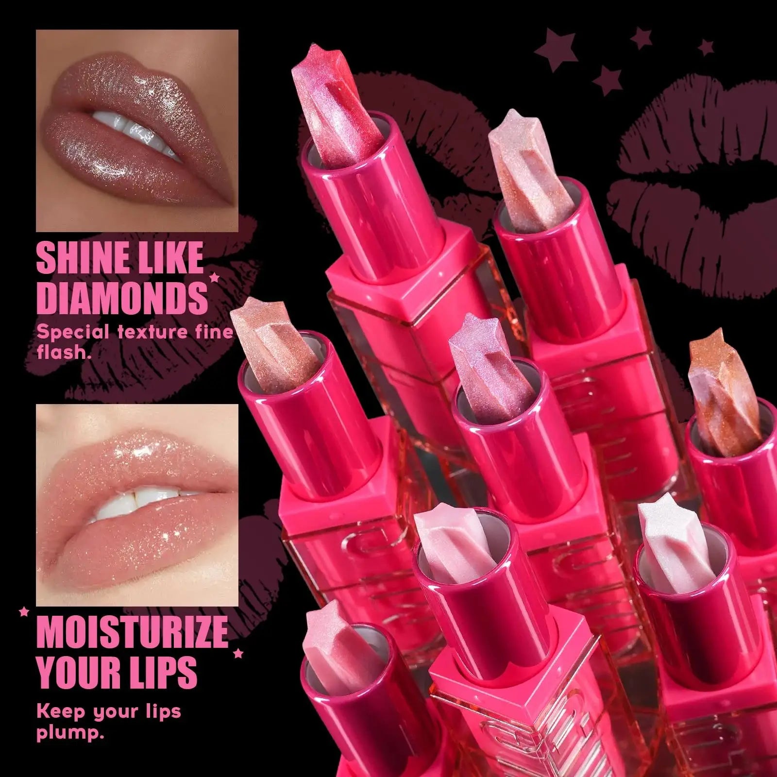MLSMILE Spiral Star Glitter Marble Lipstick – Matte & Pearlescent