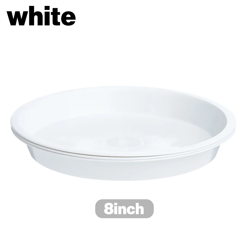 3Pcs Round Shaped Plant Trays Durable Plastic Drip Trays Heavy Duty Tray Saucers Red White Black Indoor Outdoor Flower Pot Oasis Select white-8inch