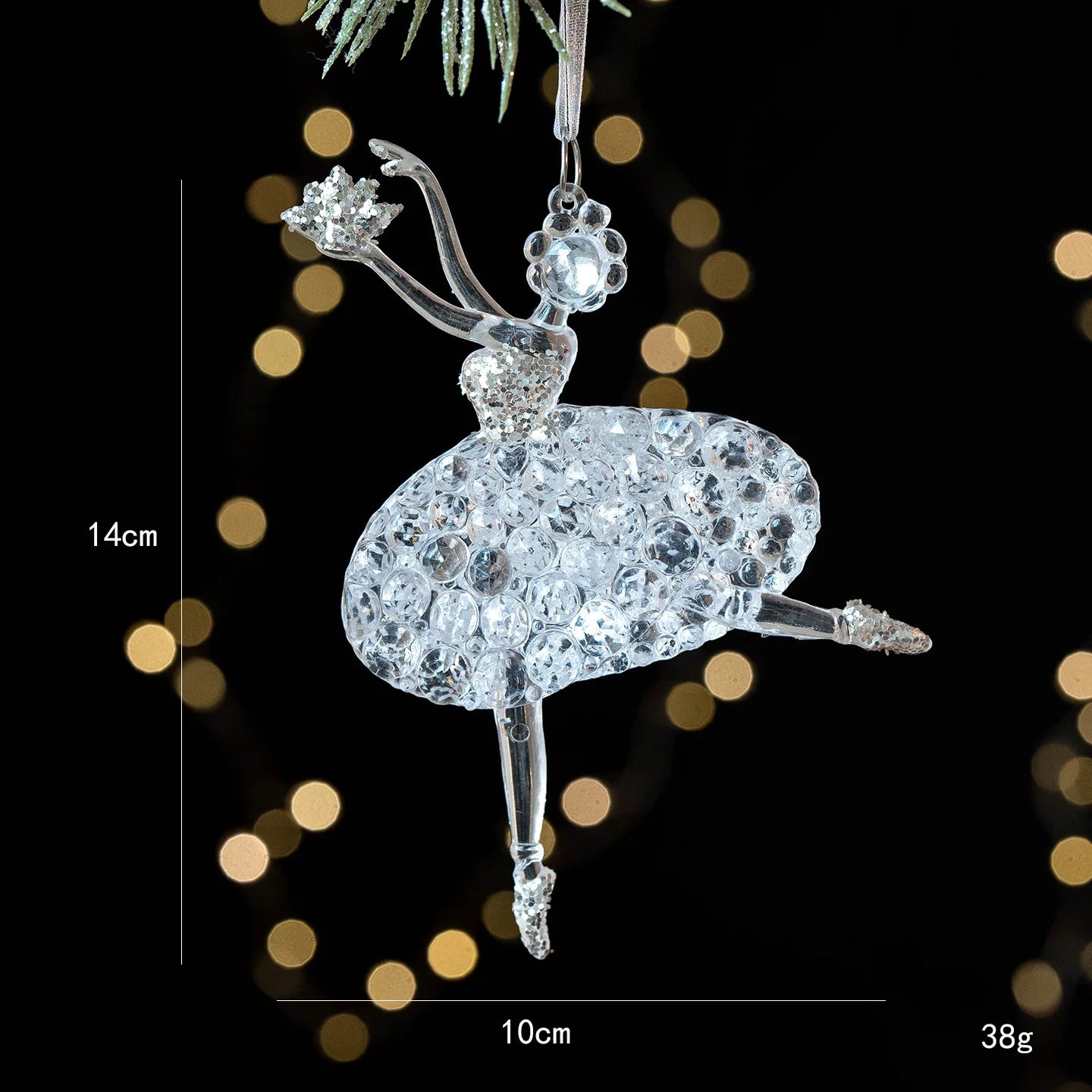 Christmas Tree Pendant Decoration Clear Acrylic Angel Deer Light Luxury Hanging Ornament Christmas Decoration Oasis Select Girl