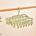 Foldable Laundry Drying Rack 32 Clips 360 Rotating Hook Lightweight Portable for Dorm Home Travel Small Garments Drying Oasis Select Green