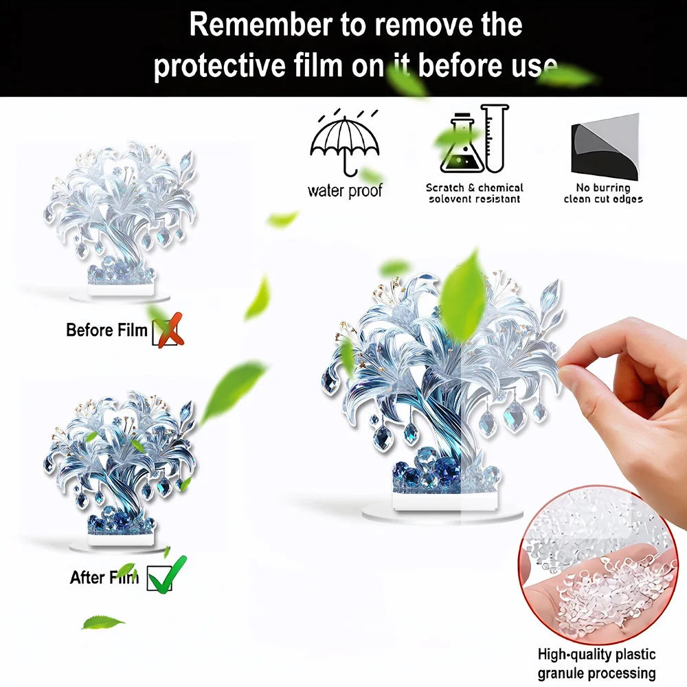 1pcs Table Crystal Flower Decoration - Modern Desktop Centerpiece, Suitable for Living Room and Office Decora Oasis Select