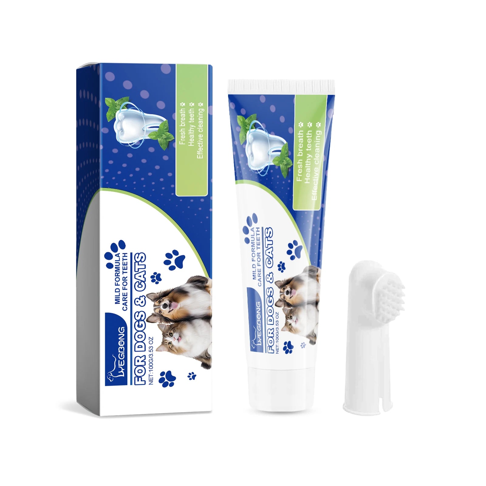 Dental Care Kit for Dog Fresh Breath Teeth Brushing Oral Cleaning Reduce Odor Tooth Brush Pet Toothpaste Toothbrush Set 100g Oasis Select