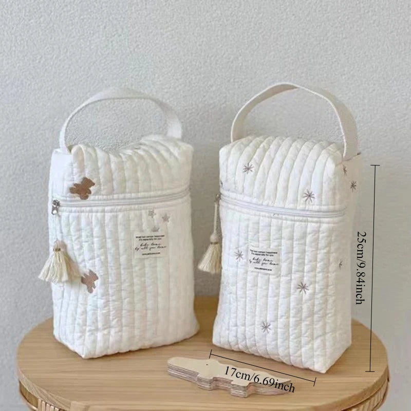 Portable Stroller Nappy Bag Quilted Baby Diaper Caddy Organizer Embroidered Mommy Bags Babies Accessories Changing Bag Storage Oasis Select