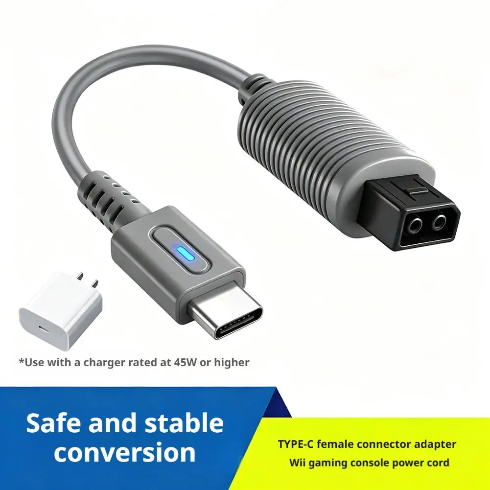 USB-C to Nintendo Wii Power Adapter Cable – 45W PD