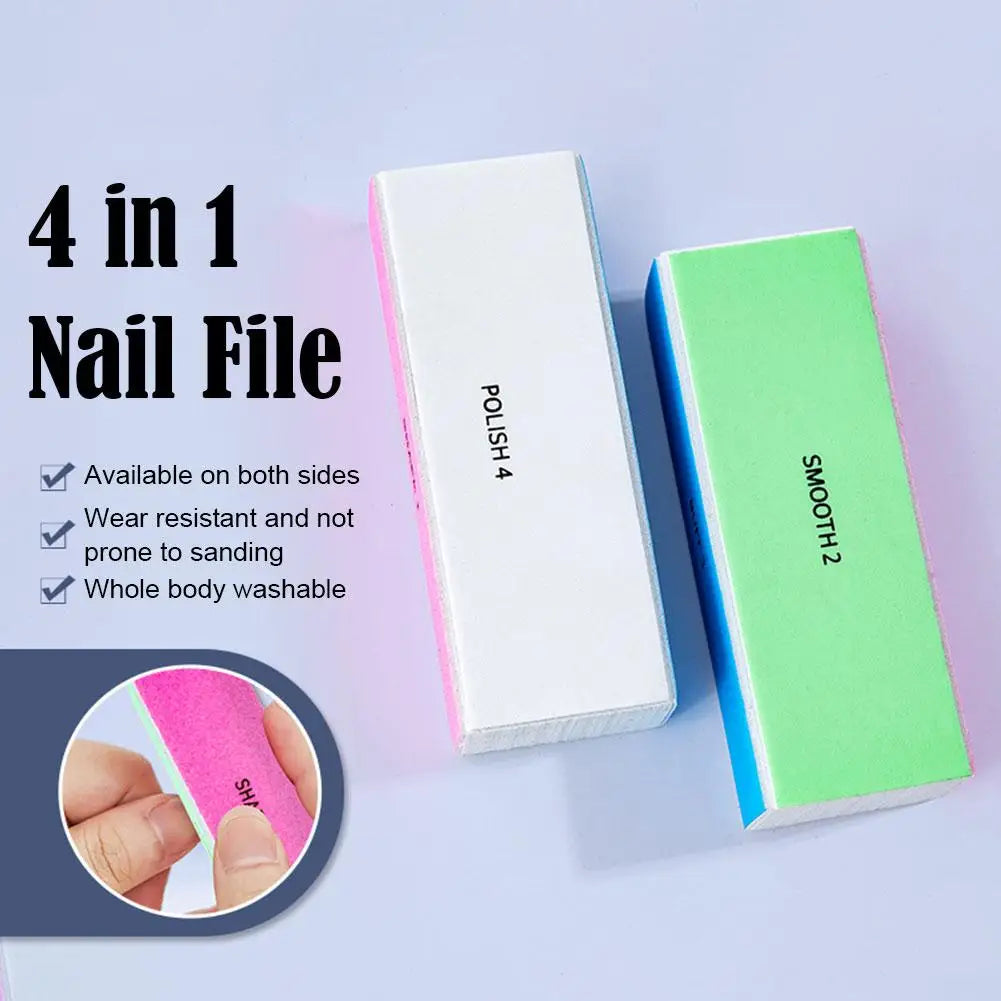 4 Way Nail Buffer Block, 4 in 1 Four Sides Nail Shine Buffers Blocks Files For Natural Acrylic Nails Smooth Buffing Block Polish Oasis Select