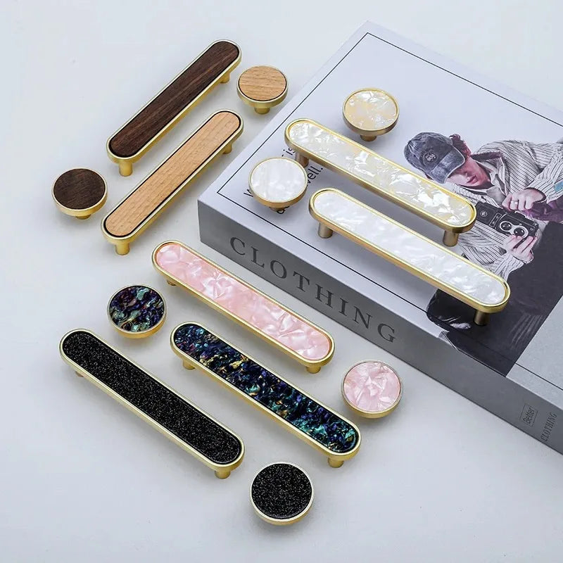Handles Drawer Cabinet Furniture Kitchen Handles for Cabinet Knob Door Drawer Furniture Kitchen Knob Brass Polychrome Shell Oasis Select