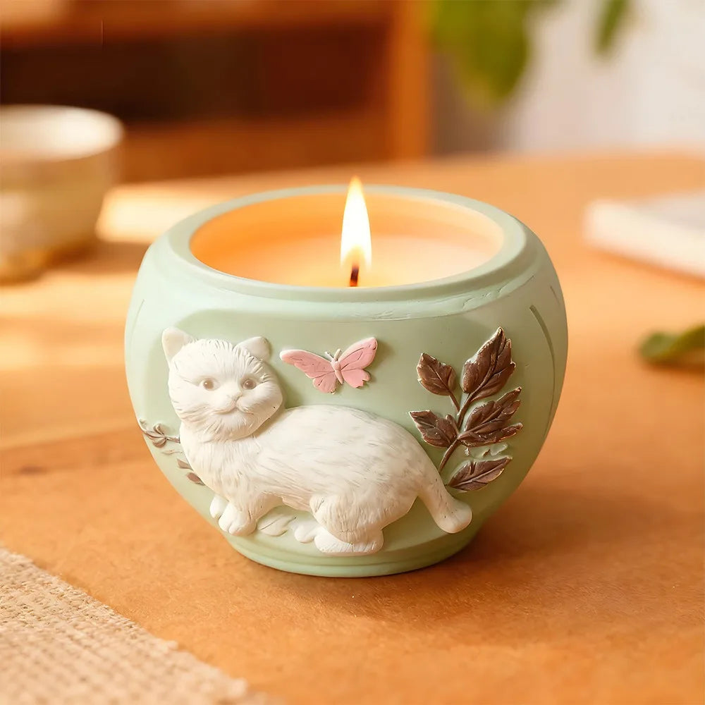 Cat Flowerpot Silicone Mold DIY Cartoon Creative Storage Jar Small Ornament Gypsum Ceramic Mold Oasis Select