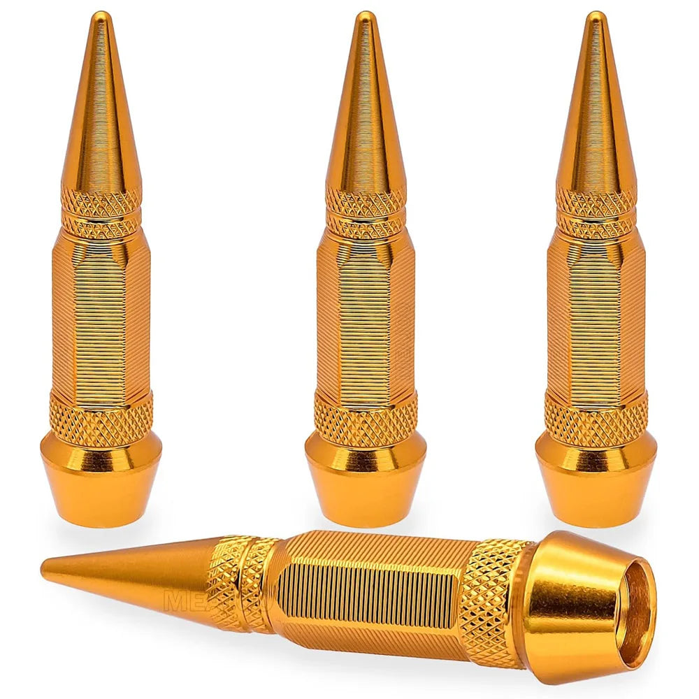 4Pcs 60mm Valve Caps, Aluminum Alloy Dustproof and Waterproof Tire Valve Stem Caps, Suitable for Cars, Trucks and Motorcycles Oasis Select Gold-4Pcs