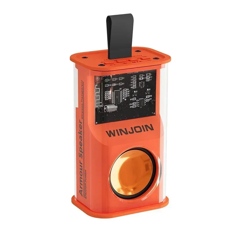 Transparent Mecha Bluetooth Speaker Wireless Bluetooth 5.3 Double Bass Diaphragm Subwoofer Music TWS RGB Light Mini Loudspeaker Oasis Select orange
