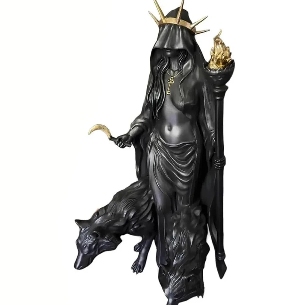 Witch Statue Halloween Decoration Greek Goddess Statue Home Decoration Modern Magic Hound Resin Sculpture Decoration Oasis Select