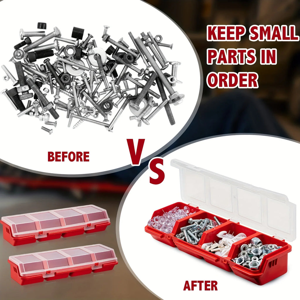 4-Grid Transparent Stackable Parts & Screw Storage Box