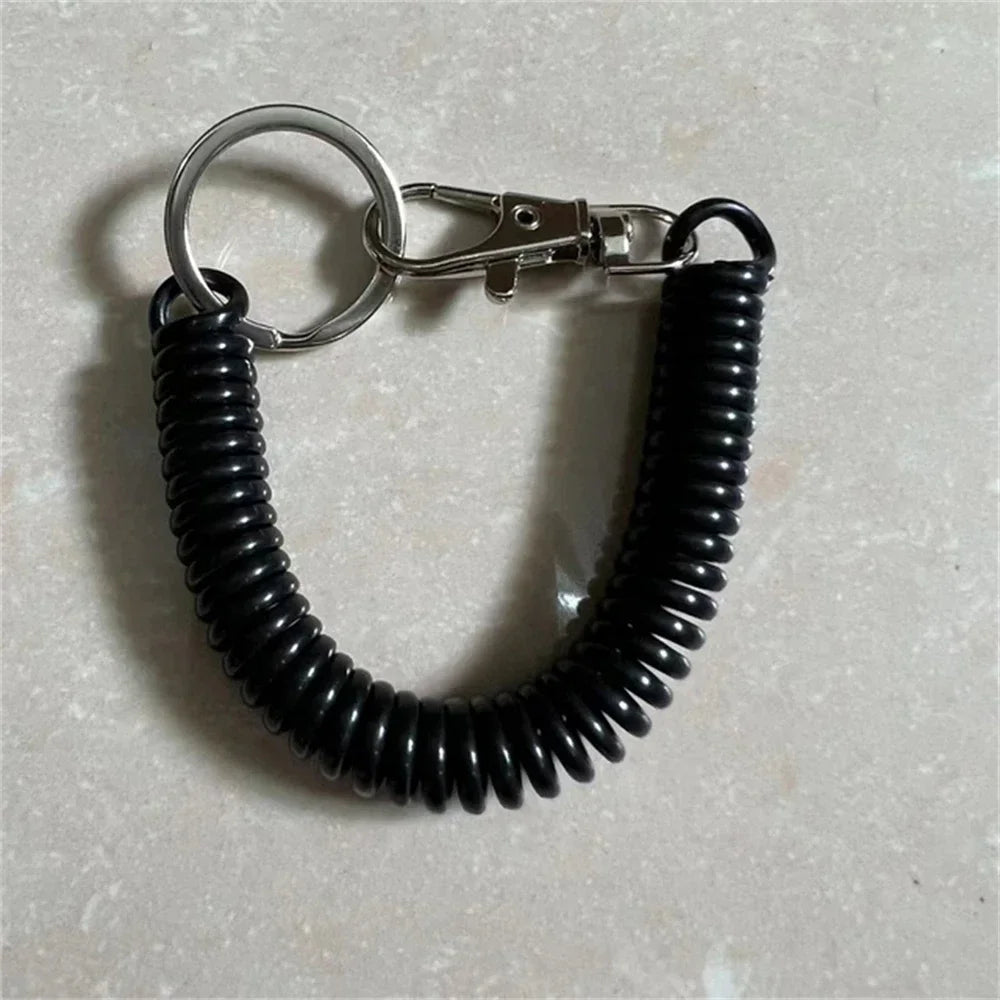 1 2 Spiral Telescopic Spring Coil Keychain Anti-theft Anti Loss Pull