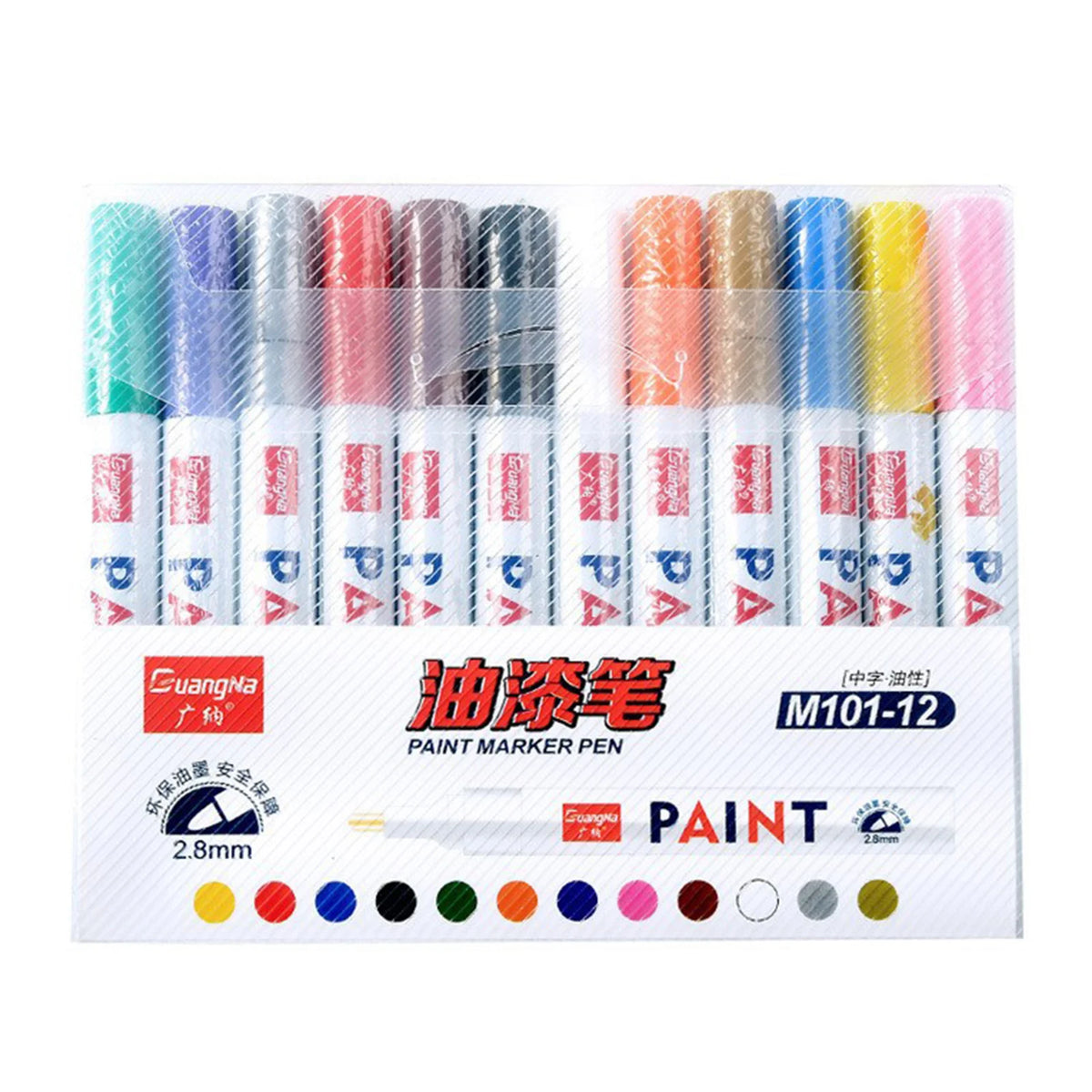 Oil Based Paint Markers – 12-Color Waterproof Fine Tip Set Paint Marker Set Oasis Select pp Box