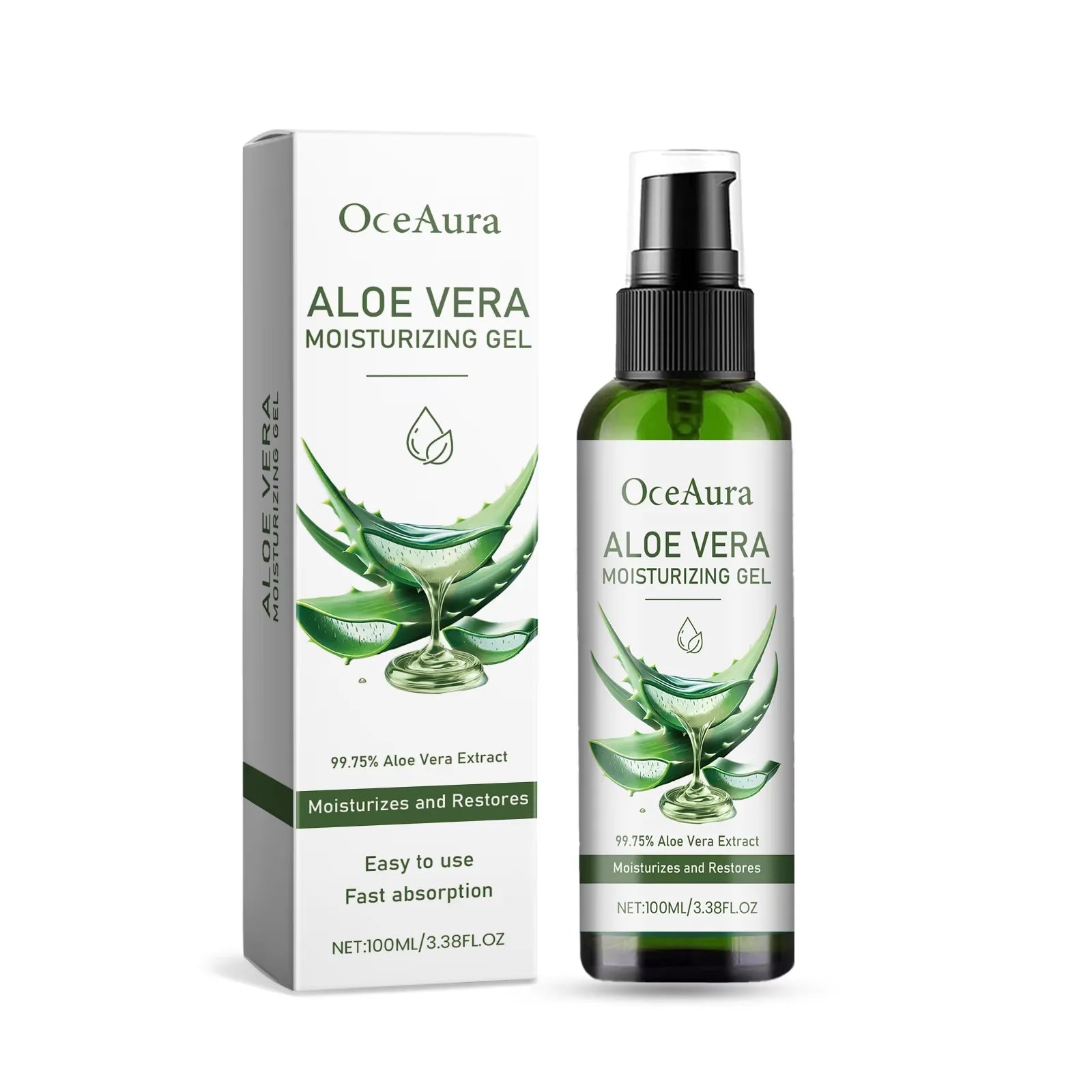 OceAura Aloe Vera Gel – Pore Shrinking, Oil Control & Acne Care Aloe Vera Face Gel Oasis Select B 100ml Boxed