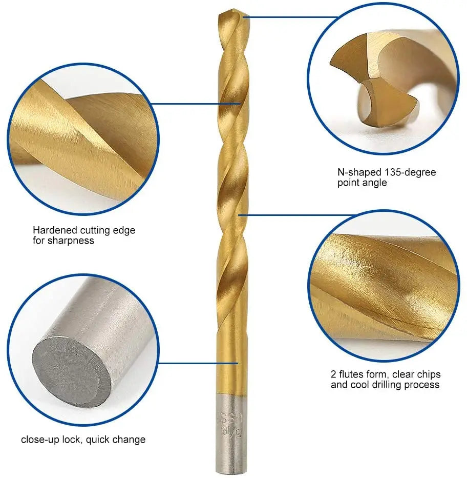 99-Pc Titanium HSS Drill Bit Set 1.5–10mm | Steel Wood Plastic Titanium Drill Bit Set Oasis Select