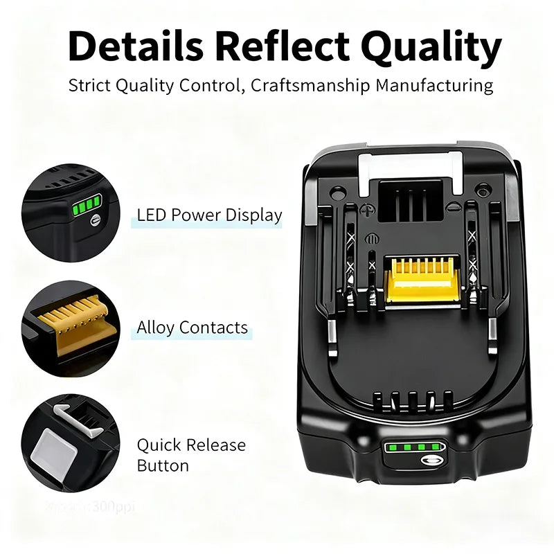 18V 6.0Ah Rechargeable Lithium-Ion Battery (18650 Cell) + 3A Charger, Suitable for Makita Power Tool BL1860 BL1830 LXT400 BL1850 Oasis Select