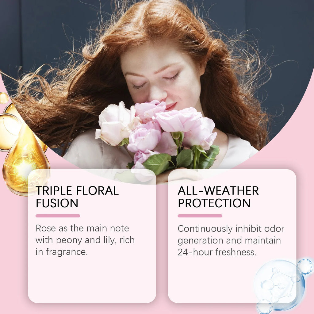 Rose Deodorant Body Cream Eliminate Odor Reduce Sweating Neutralize Armpit Smell Lasting Aroma Charming Refresh Fragrance Cream Oasis Select