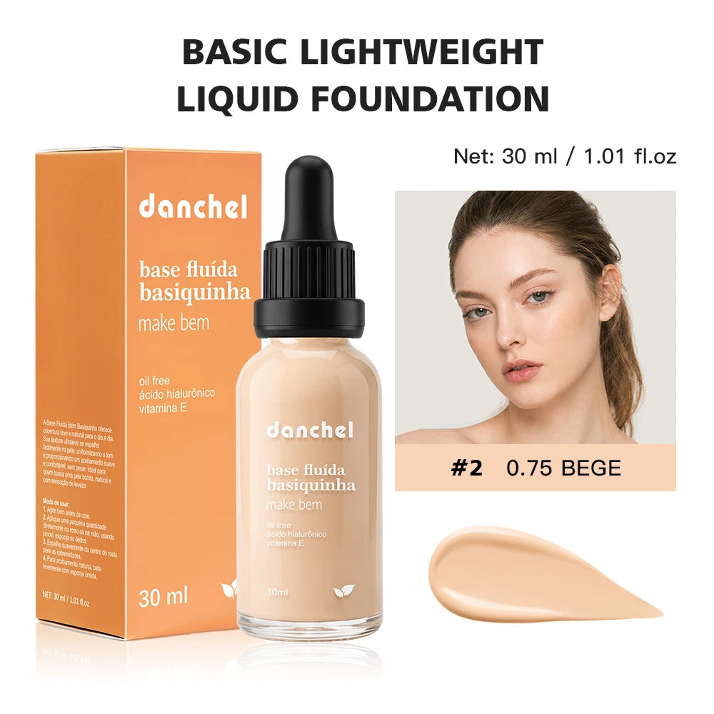 12 Colors Basic Lightweight Liquid Foundation Matte Soft Minimizes Pores Foundation Oil Control Long-Lasting Woman Makeup Oasis Select Color 2
